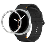 Correia de Silicone com Bisel de Diamante e Fivela Colorida com Grão Ondulado e Costura, Para Samsung Galaxy Watch8 44mm, Para Samsung Galaxy Watch8 40mm