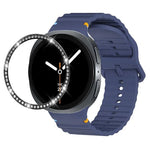 Correia de Silicone com Bisel de Diamante e Fivela Colorida com Grão Ondulado e Costura, Para Samsung Galaxy Watch8 44mm, Para Samsung Galaxy Watch8 40mm