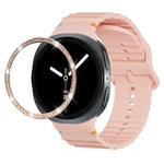 Correia de Silicone com Bisel de Diamante e Fivela Colorida com Grão Ondulado e Costura, Para Samsung Galaxy Watch8 44mm, Para Samsung Galaxy Watch8 40mm