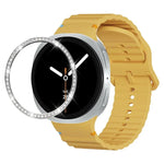 Correia de Silicone com Bisel de Diamante e Fivela Colorida com Grão Ondulado e Costura, Para Samsung Galaxy Watch8 44mm, Para Samsung Galaxy Watch8 40mm