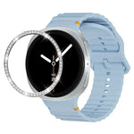 Correia de Silicone com Bisel de Diamante e Fivela Colorida com Grão Ondulado e Costura, Para Samsung Galaxy Watch8 44mm, Para Samsung Galaxy Watch8 40mm
