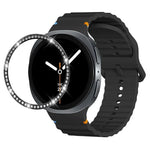 Correia de Silicone com Bisel de Diamante e Fivela Colorida com Grão Ondulado e Costura, Para Samsung Galaxy Watch8 44mm, Para Samsung Galaxy Watch8 40mm