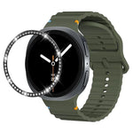Correia de Silicone com Bisel de Diamante e Fivela Colorida com Grão Ondulado e Costura, Para Samsung Galaxy Watch8 44mm, Para Samsung Galaxy Watch8 40mm