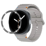Correia de Silicone com Bisel de Diamante e Fivela Colorida com Grão Ondulado e Costura, Para Samsung Galaxy Watch8 44mm, Para Samsung Galaxy Watch8 40mm