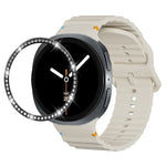 Correia de Silicone com Bisel de Diamante e Fivela Colorida com Grão Ondulado e Costura, Para Samsung Galaxy Watch8 44mm, Para Samsung Galaxy Watch8 40mm