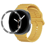Correia de Silicone com Bisel de Diamante e Fivela Colorida com Grão Ondulado e Costura, Para Samsung Galaxy Watch8 44mm, Para Samsung Galaxy Watch8 40mm