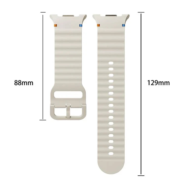 Correia de Silicone com Bisel de Diamante e Fivela Colorida com Grão Ondulado e Costura, Para Samsung Galaxy Watch8 44mm, Para Samsung Galaxy Watch8 40mm