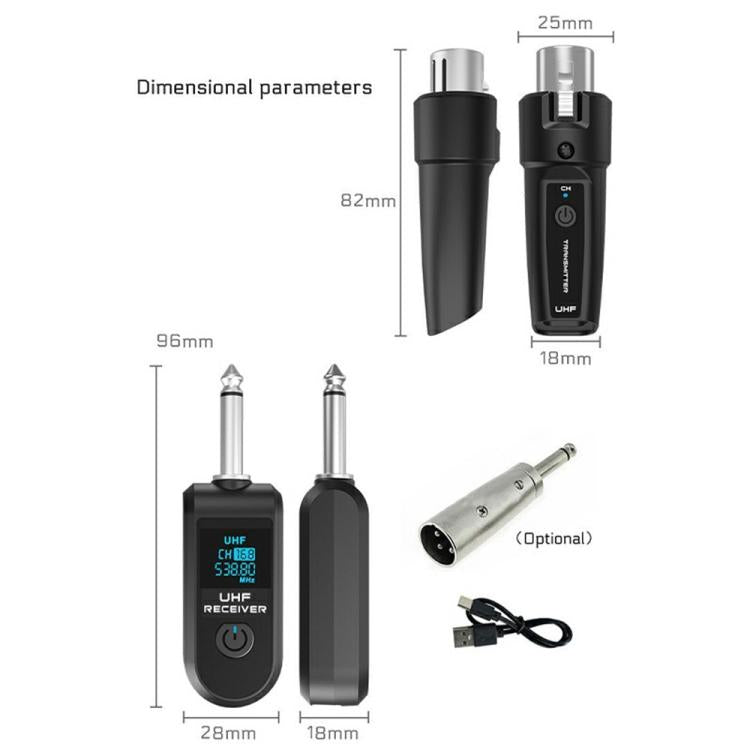 K1 Conversor de Microfone Dinâmico Portátil com Fio para Microfone Sem Fios, 1 Transmissor + 1 Recetor, 1 Transmissor + 1 Recetor