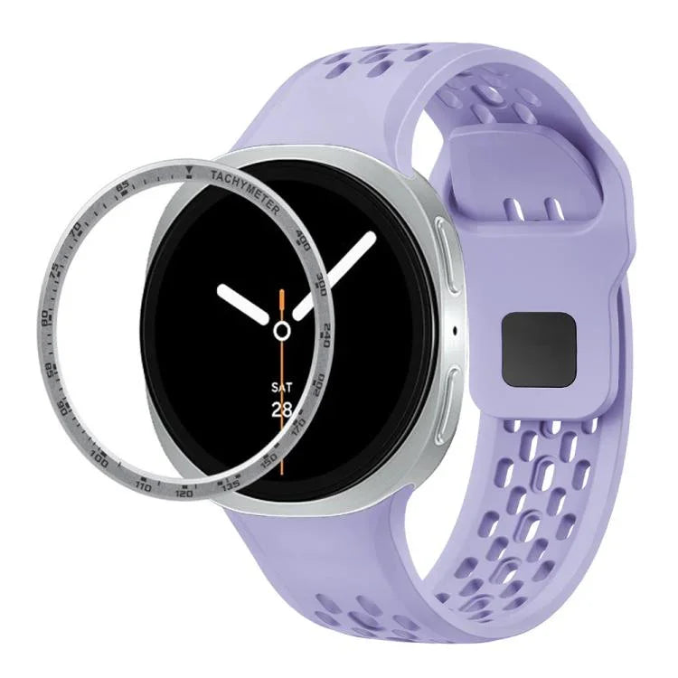 Correia de Silicone com Bisel de Velocidade e Fivela Reversa Preta, Para Samsung Galaxy Watch8 44mm, Para Samsung Galaxy Watch8 40mm