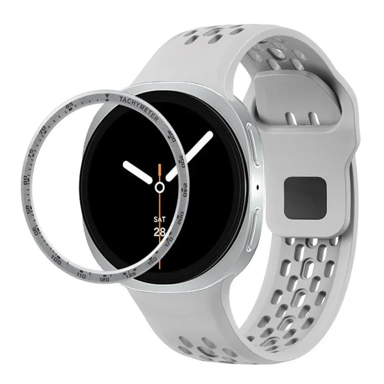 Correia de Silicone com Bisel de Velocidade e Fivela Reversa Preta, Para Samsung Galaxy Watch8 44mm, Para Samsung Galaxy Watch8 40mm