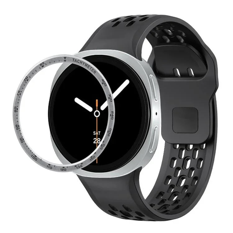 Correia de Silicone com Bisel de Velocidade e Fivela Reversa Preta, Para Samsung Galaxy Watch8 44mm, Para Samsung Galaxy Watch8 40mm