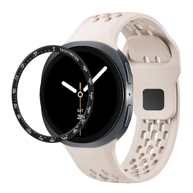 Correia de Silicone com Bisel de Velocidade e Fivela Reversa Preta, Para Samsung Galaxy Watch8 44mm, Para Samsung Galaxy Watch8 40mm