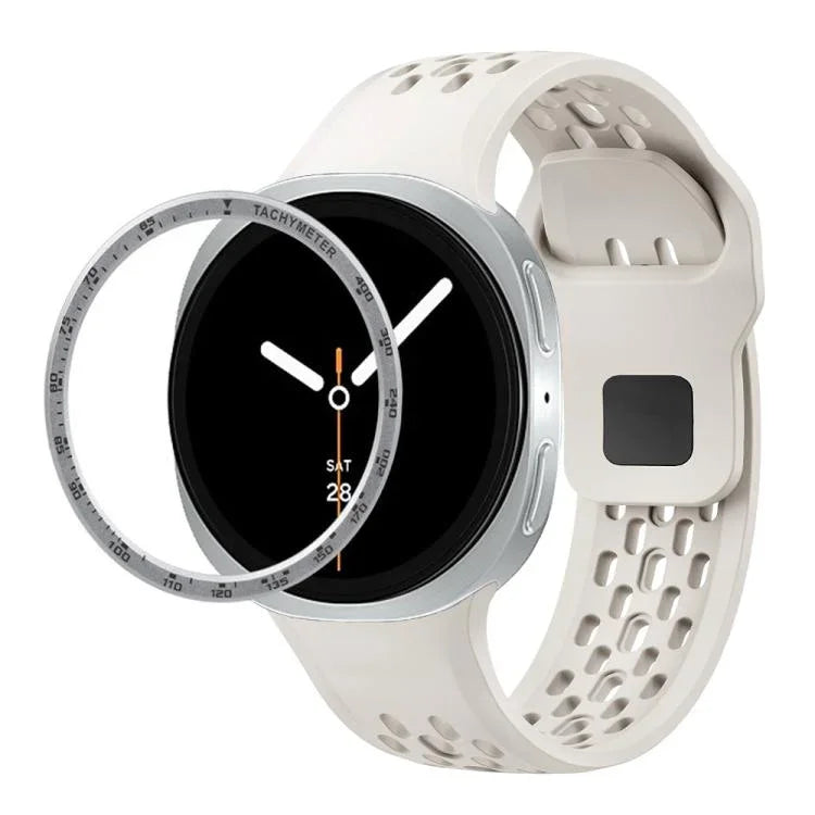 Correia de Silicone com Bisel de Velocidade e Fivela Reversa Preta, Para Samsung Galaxy Watch8 44mm, Para Samsung Galaxy Watch8 40mm