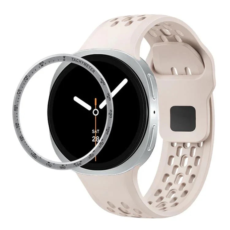 Correia de Silicone com Bisel de Velocidade e Fivela Reversa Preta, Para Samsung Galaxy Watch8 44mm, Para Samsung Galaxy Watch8 40mm