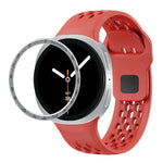 Correia de Silicone com Bisel de Velocidade e Fivela Reversa Preta, Para Samsung Galaxy Watch8 44mm, Para Samsung Galaxy Watch8 40mm