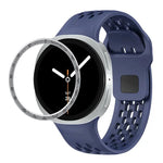 Correia de Silicone com Bisel de Velocidade e Fivela Reversa Preta, Para Samsung Galaxy Watch8 44mm, Para Samsung Galaxy Watch8 40mm