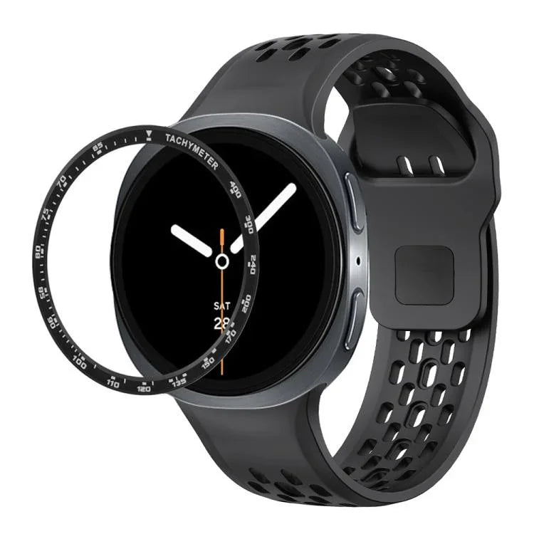 Correia de Silicone com Bisel de Velocidade e Fivela Reversa Preta, Para Samsung Galaxy Watch8 44mm, Para Samsung Galaxy Watch8 40mm