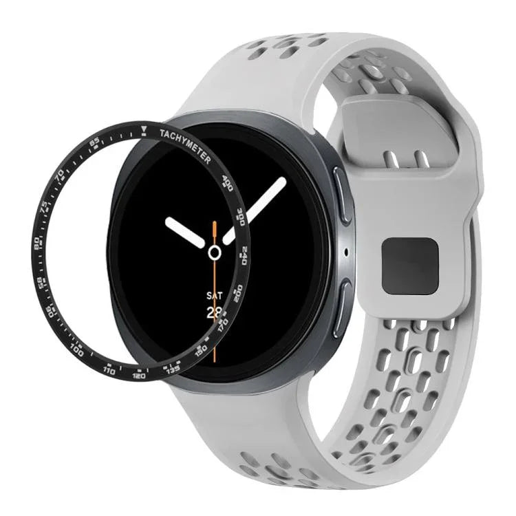 Correia de Silicone com Bisel de Velocidade e Fivela Reversa Preta, Para Samsung Galaxy Watch8 44mm, Para Samsung Galaxy Watch8 40mm