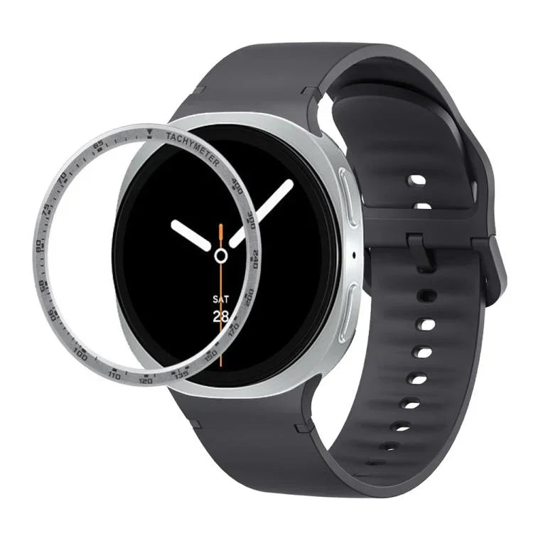 Speed Bezel and Solid Color Stitched Silicone Watch Band, For Samsung Galaxy Watch8 44mm, For Samsung Galaxy Watch8 40mm