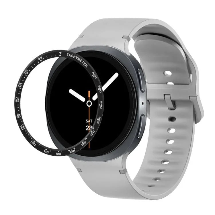 Speed Bezel and Solid Color Stitched Silicone Watch Band, For Samsung Galaxy Watch8 44mm, For Samsung Galaxy Watch8 40mm