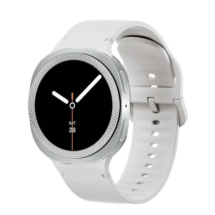 Correia de Silicone com Textura Rombóide no Bezel e Costura de Cor Sólida, Para Samsung Galaxy Watch8 44mm, Para Samsung Galaxy Watch8 40mm