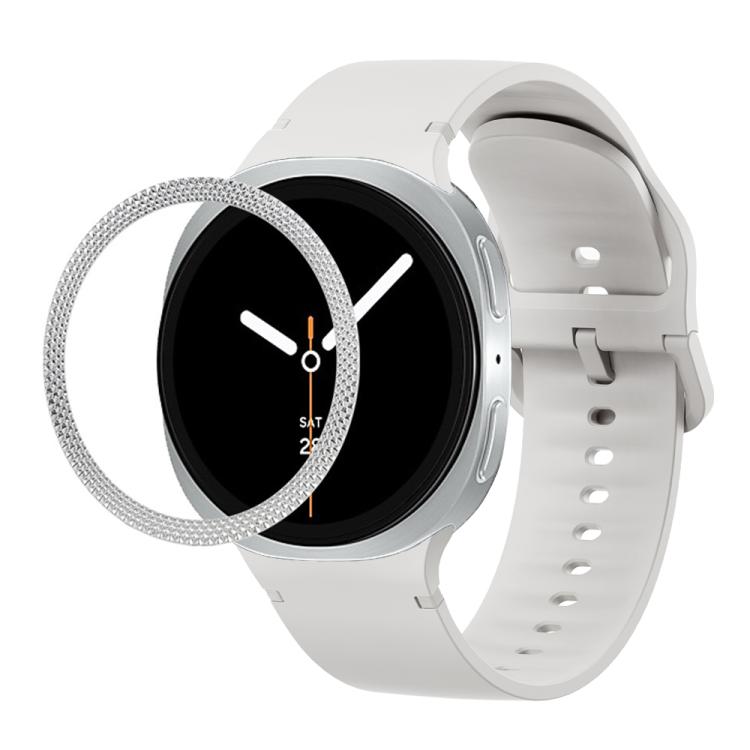 Correia de Silicone com Textura Rombóide no Bezel e Costura de Cor Sólida, Para Samsung Galaxy Watch8 44mm, Para Samsung Galaxy Watch8 40mm