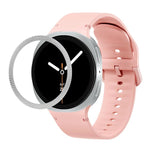 Correia de Silicone com Textura Rombóide no Bezel e Costura de Cor Sólida, Para Samsung Galaxy Watch8 44mm, Para Samsung Galaxy Watch8 40mm