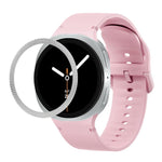 Correia de Silicone com Textura Rombóide no Bezel e Costura de Cor Sólida, Para Samsung Galaxy Watch8 44mm, Para Samsung Galaxy Watch8 40mm