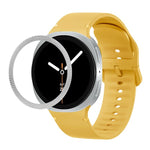 Correia de Silicone com Textura Rombóide no Bezel e Costura de Cor Sólida, Para Samsung Galaxy Watch8 44mm, Para Samsung Galaxy Watch8 40mm