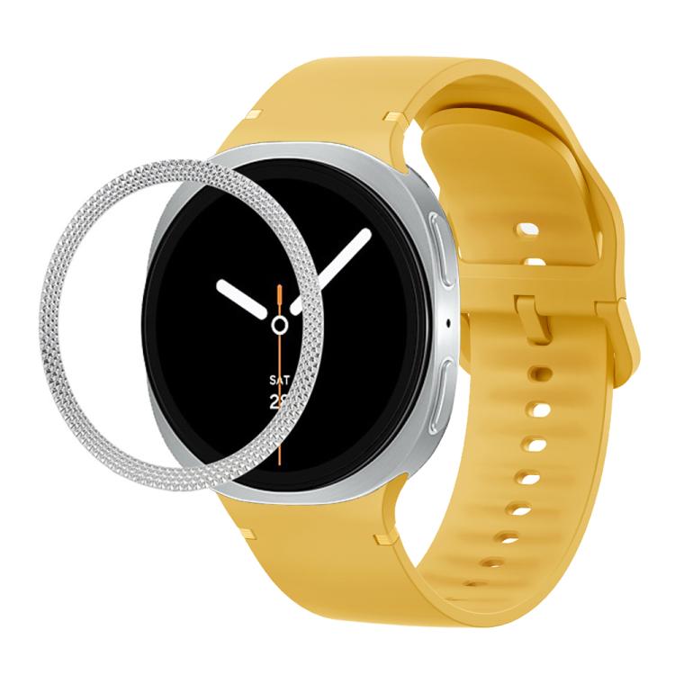 Correia de Silicone com Textura Rombóide no Bezel e Costura de Cor Sólida, Para Samsung Galaxy Watch8 44mm, Para Samsung Galaxy Watch8 40mm