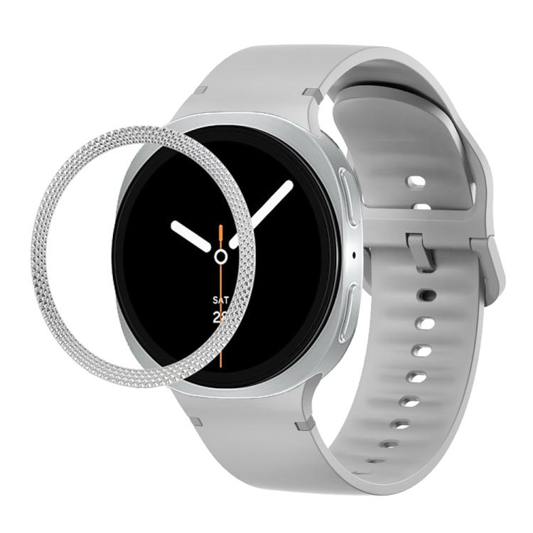 Correia de Silicone com Textura Rombóide no Bezel e Costura de Cor Sólida, Para Samsung Galaxy Watch8 44mm, Para Samsung Galaxy Watch8 40mm