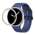 Correia de Silicone com Textura Rombóide no Bezel e Costura de Cor Sólida, Para Samsung Galaxy Watch8 44mm, Para Samsung Galaxy Watch8 40mm