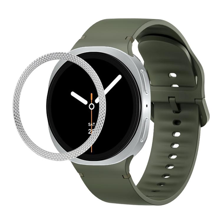 Correia de Silicone com Textura Rombóide no Bezel e Costura de Cor Sólida, Para Samsung Galaxy Watch8 44mm, Para Samsung Galaxy Watch8 40mm