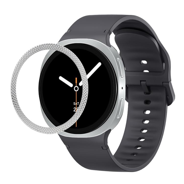 Correia de Silicone com Textura Rombóide no Bezel e Costura de Cor Sólida, Para Samsung Galaxy Watch8 44mm, Para Samsung Galaxy Watch8 40mm