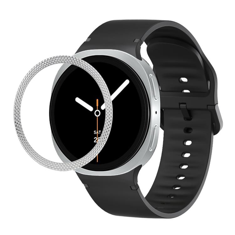 Correia de Silicone com Textura Rombóide no Bezel e Costura de Cor Sólida, Para Samsung Galaxy Watch8 44mm, Para Samsung Galaxy Watch8 40mm