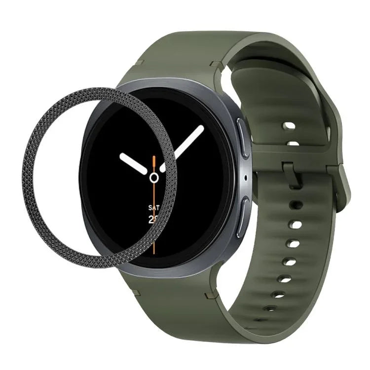 Correia de Silicone com Textura Rombóide no Bezel e Costura de Cor Sólida, Para Samsung Galaxy Watch8 44mm, Para Samsung Galaxy Watch8 40mm
