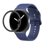 Correia de Silicone com Textura Rombóide no Bezel e Costura de Cor Sólida, Para Samsung Galaxy Watch8 44mm, Para Samsung Galaxy Watch8 40mm