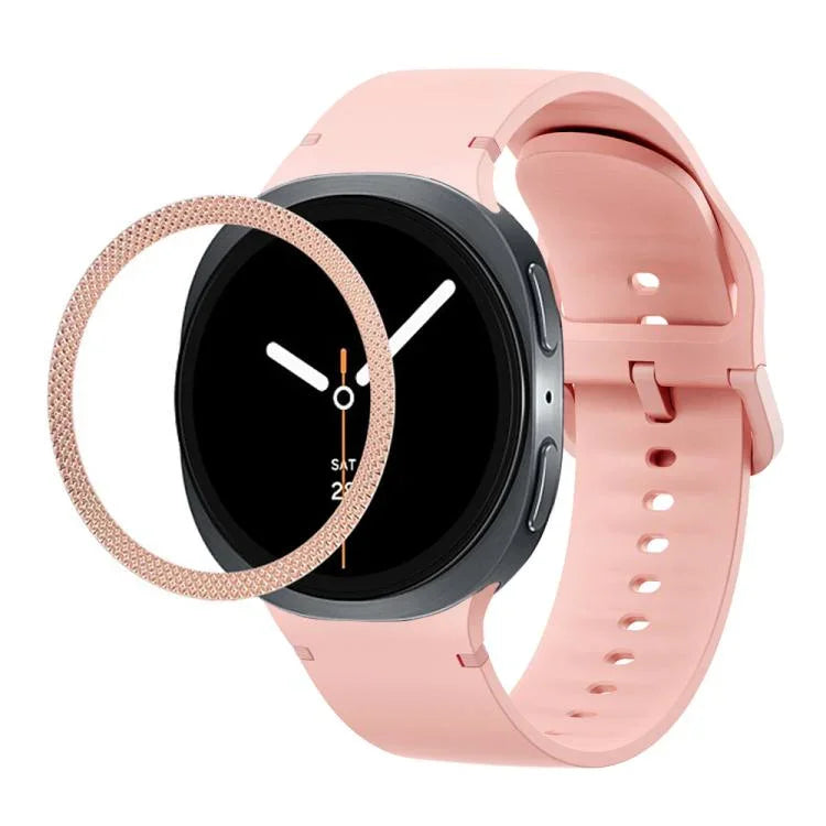 Correia de Silicone com Textura Rombóide no Bezel e Costura de Cor Sólida, Para Samsung Galaxy Watch8 44mm, Para Samsung Galaxy Watch8 40mm