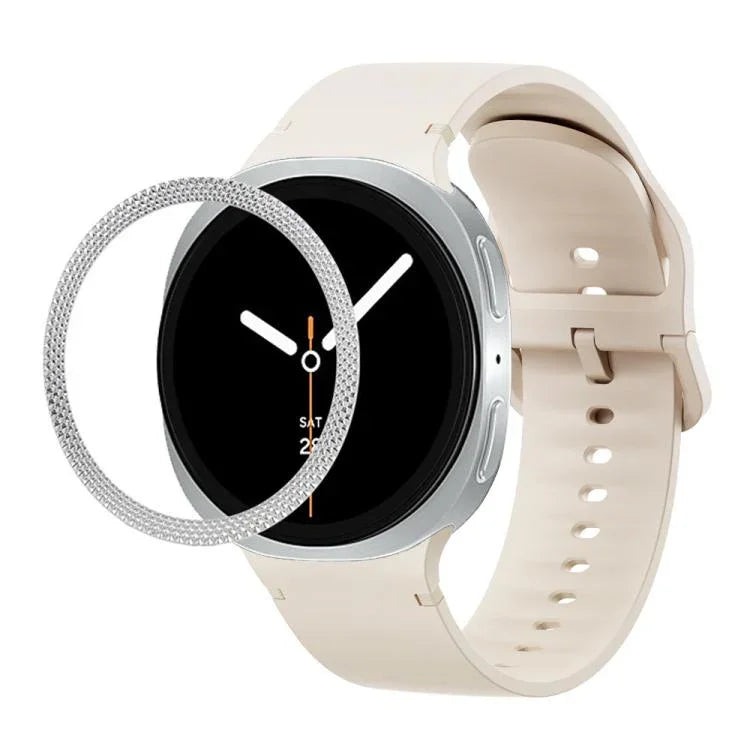 Correia de Silicone com Textura Rombóide no Bezel e Costura de Cor Sólida, Para Samsung Galaxy Watch8 44mm, Para Samsung Galaxy Watch8 40mm
