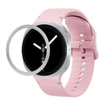 Correia de Silicone com Textura Rombóide no Bezel e Costura de Cor Sólida, Para Samsung Galaxy Watch8 44mm, Para Samsung Galaxy Watch8 40mm