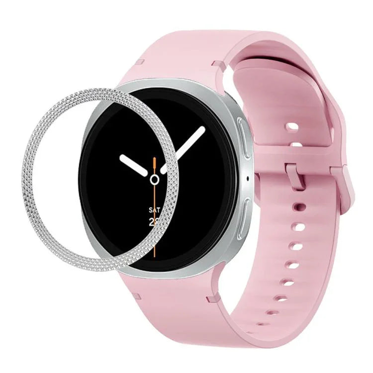 Correia de Silicone com Textura Rombóide no Bezel e Costura de Cor Sólida, Para Samsung Galaxy Watch8 44mm, Para Samsung Galaxy Watch8 40mm