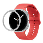 Correia de Silicone com Textura Rombóide no Bezel e Costura de Cor Sólida, Para Samsung Galaxy Watch8 44mm, Para Samsung Galaxy Watch8 40mm
