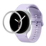 Correia de Silicone com Textura Rombóide no Bezel e Costura de Cor Sólida, Para Samsung Galaxy Watch8 44mm, Para Samsung Galaxy Watch8 40mm