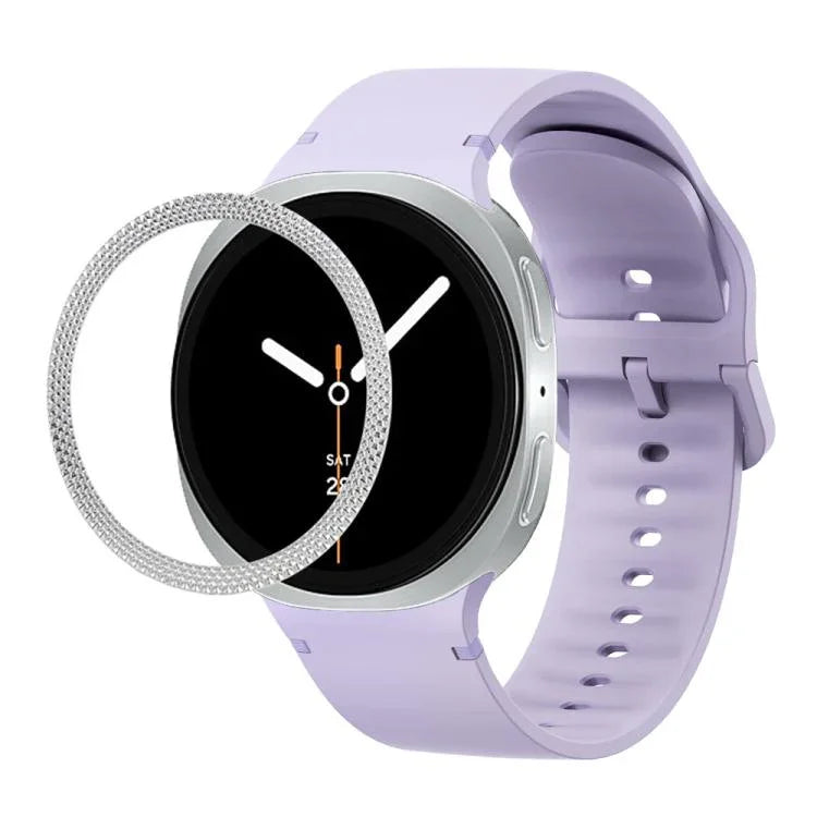 Correia de Silicone com Textura Rombóide no Bezel e Costura de Cor Sólida, Para Samsung Galaxy Watch8 44mm, Para Samsung Galaxy Watch8 40mm