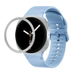 Correia de Silicone com Textura Rombóide no Bezel e Costura de Cor Sólida, Para Samsung Galaxy Watch8 44mm, Para Samsung Galaxy Watch8 40mm