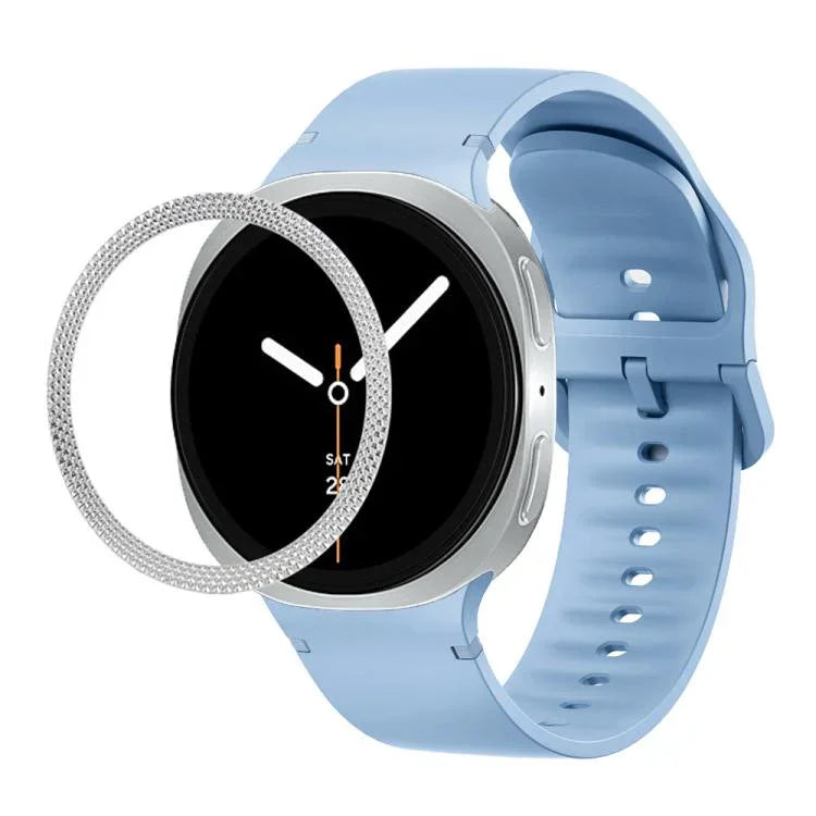 Correia de Silicone com Textura Rombóide no Bezel e Costura de Cor Sólida, Para Samsung Galaxy Watch8 44mm, Para Samsung Galaxy Watch8 40mm
