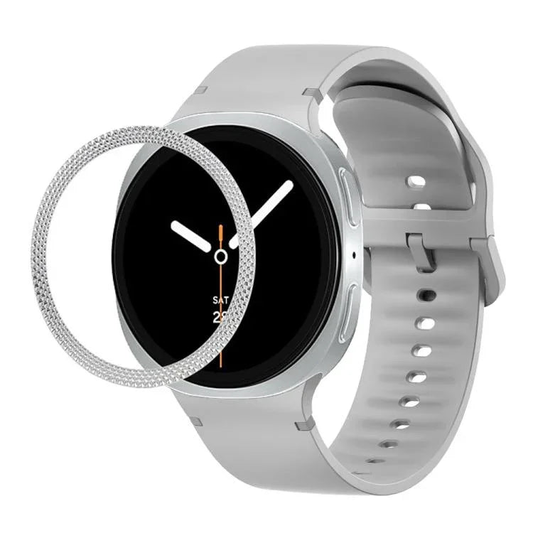 Correia de Silicone com Textura Rombóide no Bezel e Costura de Cor Sólida, Para Samsung Galaxy Watch8 44mm, Para Samsung Galaxy Watch8 40mm