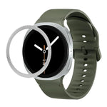 Correia de Silicone com Textura Rombóide no Bezel e Costura de Cor Sólida, Para Samsung Galaxy Watch8 44mm, Para Samsung Galaxy Watch8 40mm