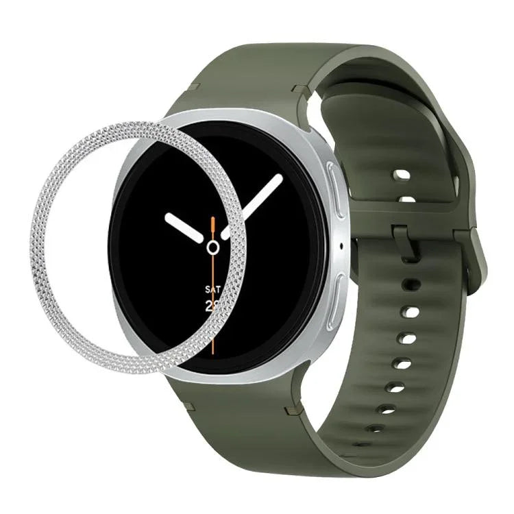 Correia de Silicone com Textura Rombóide no Bezel e Costura de Cor Sólida, Para Samsung Galaxy Watch8 44mm, Para Samsung Galaxy Watch8 40mm