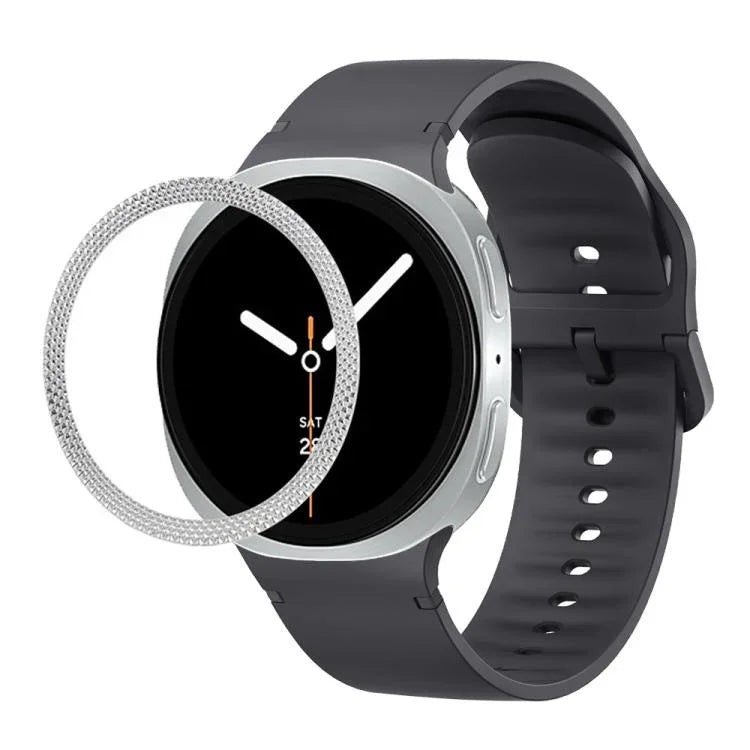 Correia de Silicone com Textura Rombóide no Bezel e Costura de Cor Sólida, Para Samsung Galaxy Watch8 44mm, Para Samsung Galaxy Watch8 40mm